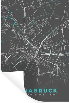 Produktbild von MuchoWow® Wandtattoo Wandsticker Wandaufkleber Stadtplan - Osnabrück - Deutschland - Karte 40x60 cm Selbstklebend und Repositionierbar - Wierderverwendbar - Selbstklebend