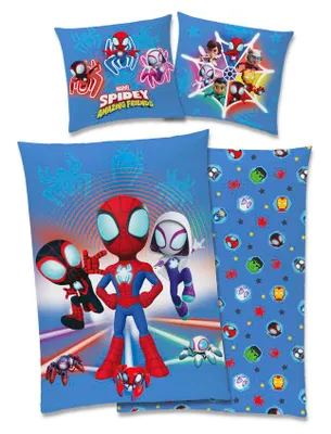 Produktbild von Marvel Spidey und seine Freunde kuschelige Bettwäsche, 80x80 + 135x200cm mit Reißverschluss