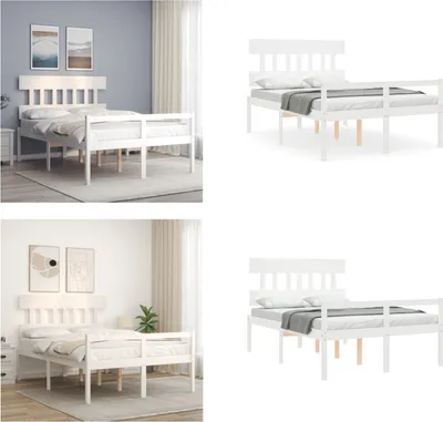 Produktbild von vidaXL Seniorenbett mit Kopfteil 120x200 cm Weiß Massivholz - Seniorenbett - Seniorenbetten - Bett Für Senioren - Betten Für Senioren