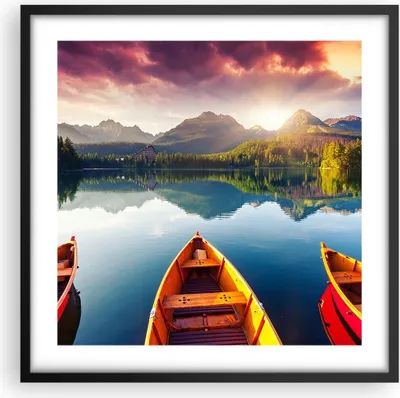 Produktbild von Gerahmtes Poster - Schwarzer Rahmen - See Natur - 50x50 cm - Wand Bild - Wanddeko - Wandbilder - Kunstposter - Wandposter - Bilderrahmen - Bilder - Kunstdruck - Wandbild - P2BAC50x50-3579