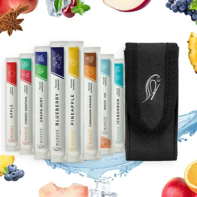 Produktbild von Wunder Zahnstocher mit Geschmack - Ledertasche + 80er Single Pack frischer Atem mit Aromatisierte Zahnstocher - Lifestyle