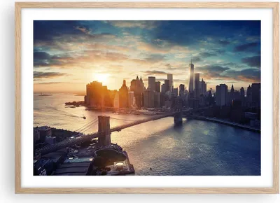 Produktbild von Gerahmtes Poster - Rahmen in heller Eiche - New York Stadt - 70x50 cm - Wand Bild - Wanddeko - Wandbilder - Kunstposter - Wandposter - Bilderrahmen - Bilder - Kunstdruck - Wandbild - P2NAA70x50-3733