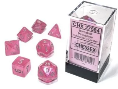 Produktbild von Chessex - Borealis - 7 Die-Set - Pink/Silver
