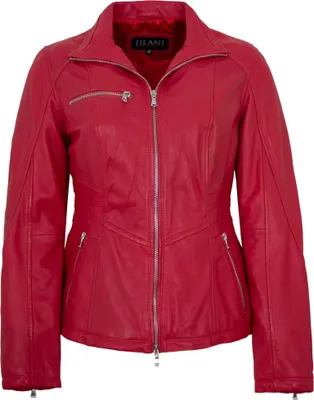 Produktbild von Jilani Collection - Damen Lederjacke Lammnappa rubin rot : 38