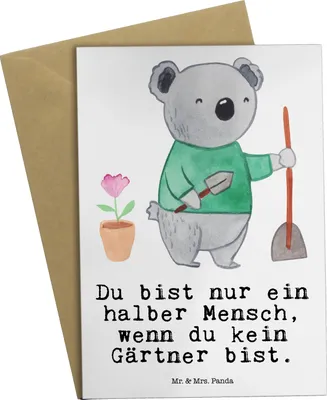 Produktbild von Mr. & Mrs. Panda Grußkarte Gärtner Herz - Weiß - Geschenk, Spruch, Witzig, Grußkarten, Gärtnerei, Klappkarte, weihnachtskarten, Hobbygärtner, osterkarte, hochzeitskarten