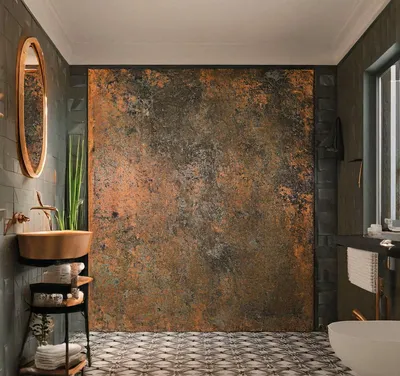 Produktbild von CopperAndCraft Kupfer Wandpaneel Patina 100x120 cm, Handgefertigte Metall Küchenrückwand, Badezimmer Wanddeko, Design Wandkunst, EU Herstellung