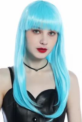 Produktbild von WIG ME UP Perücke lang glatt Pony Hellblau Blau CW-053-T4516