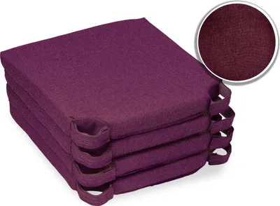 Produktbild von sunnypillow 4er Set Stuhlkissen mit Klettverschluss Polsterauflage Auflage für Stühle | Indoor / Outdoor | Sitzkissen Sitzauflage | Maße: 42 (vorne) | 35 (hinten) x 40 x 5 cm | Violett |