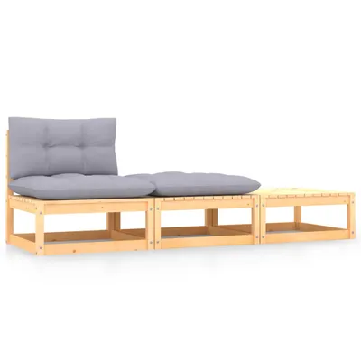 Produktbild von 3-tlg. Garten-Lounge-Set mit Kissen Kiefer Massivholz , Gartensofas Design 2024