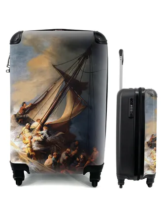 Produktbild von MuchoWow® Koffer Handgepäck Trolley Rollkoffer Kleine Reisekoffer mit 4 Rollen - Der Sturm auf dem See Genezareth - Gemälde von Rembrandt van Rijn - Cabin Size < 55x40x23 cm & 55x40x20 cm - Fotokoffer - Kabinenkoffer - Boardgepäck - Reise-Box - Reisekoffer - Reisegepäck - Koffer mit Bild - Trolley für Kinder