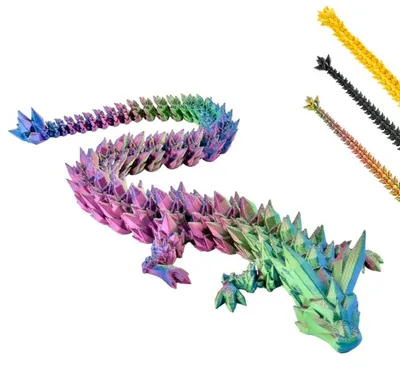 Produktbild von Dekofigur 3D Drache – 22 cm | Fantasy Sammlerfigur – Blau-Grün-Violett