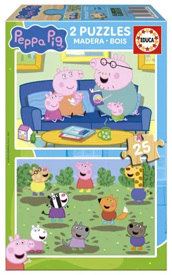 Obrázek produktu pro Puzzle drewniane 2x25 elementów Świnka Peppa 113784
