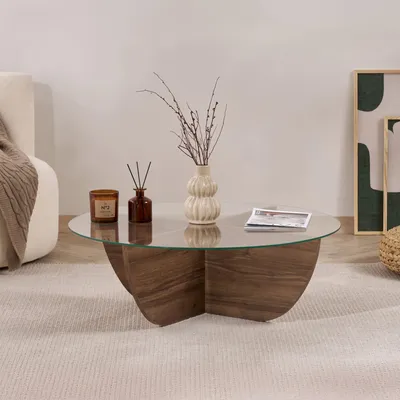 Produktbild von Skye Decor, Liya - Walnut, Couchtisch, Nussbaum, 100 % Melaminplatte, 90 x 90 x 30 cm