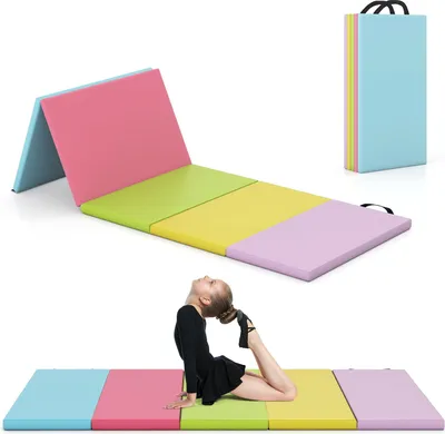 Obrázek produktu pro COSTWAY skládací podložka do tělocvičny, 200 x 75 cm měkká podlahová podložka, gymnastická podložka s rukojetí pro přenášení, sportovní podložka fitness podložka na doma pro děti dospělé
