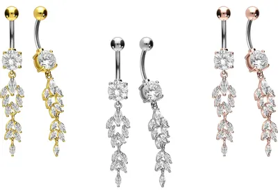 Produktbild von Bauchnabelpiercing Titan Bananabell mit 925er Silber-Design KRISTALLANHÄNGER