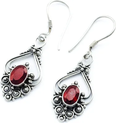 Produktbild von Ohrhänger, Ohrringe mit rotem Zirkonia Schmuck 925er Silber