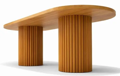 Image de Table à manger en bois brun, de style moderne, de forme ovale. Meuble pour salle à manger