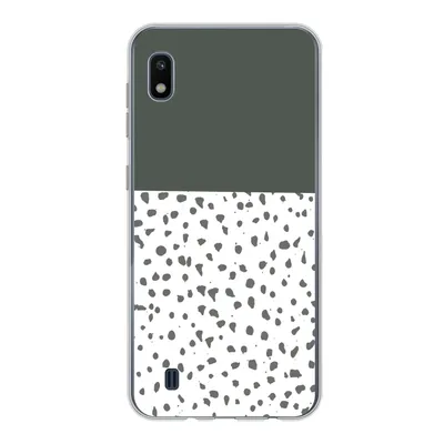 Produktbild von MuchoWow® Handyhülle Schutzhülle Hülle für Samsung Galaxy A10 Polka dots - Grau - Weiß Silikon Softcase Handy Hülle - Schutzhülle