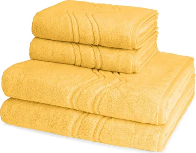 Produktbild von Ross Cashmere feeling 2 X Handtuch 2 X Duschtuch im Set Hochwertiger Walkfrottee mit 520 g/m² Flächengewicht, Dekoratives Wellenmuster und gewebte Bordüre, Praktische Aufhänger-Kordel für einfachen Gebrauch
