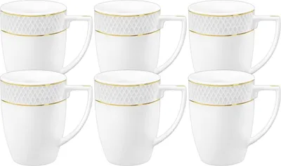 Zdjęcie produktu dla Kubek Wilmax ze złotymi liniami, 450 ml, zestaw 6 sztuk, WL-880102432/A6