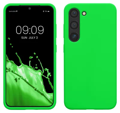 Produktbild von kwmobile Handyhülle für Samsung Galaxy S23 Hülle - Case Silikon - Kabelloses Laden - Schutzhülle Cover in Neon Grün