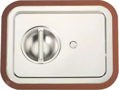 Produktbild von RIEBER GN-Steckdeckel 18/10 Edelstahl, mit Griffmulde und Griffsteg, GN: 1/2