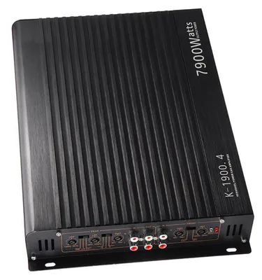 Image de Amplificateur audio pour voiture 7900 W haute puissance en alliage d'aluminium, 12 V, 4 canaux, noir