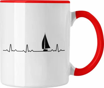 Produktbild von Trendation - Kapitän Herzschlag Tasse Geschenk Käptn Lustiger Spruch Bootsfahrer Sportboot Herren Segler Segeln Motoboot Lustig (Rot)