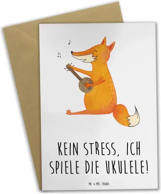 Produktbild von Mr. & Mrs. Panda Grußkarte Ukulele Entspannung - Weiß - Geschenk, osterkarten, Stressabbau, Hawaii, Musik, Instrument, Grußkarten, osterkarte, Akkorde, Lebensfreude