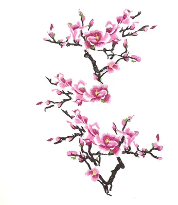 Produktbild von Magnolienblütenzweig-Emblem-Patch-Set zum Aufnähen