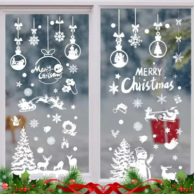 Fensterbilder Weihnachten, 9 Bögen, selbstklebend, Schneeflocken, Bäume