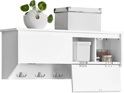 Produktbild von Famanu Wandgarderobe mit Ablage und 2 Klapptüren - Weiß