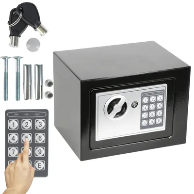 Produktbild von Sicherheitsschließfach, Digital-/Schlüsselverschluss, Sichere Installation, Schwarz-4.6L