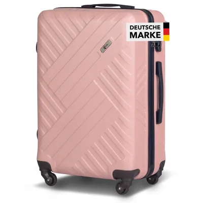 Produktbild von Xonic Design Reisekoffer mit Rollen 360° - ABS Hartschalen-Koffer Trolley mit Zahlenschloss in Handgepäck M-L-XL-Set (Pastell Rosa, XL)