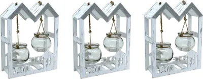 Produktbild von Holz Haus Home mit zwei Glas Vasen 3 Stück