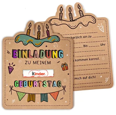 24 Einladungskarten für Geburtstagsfeier, braun
