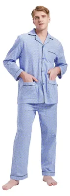 Produktbild von Damen-Pyjama-Set – 100% Baumwoll-Flanell – Blaues Karomuster