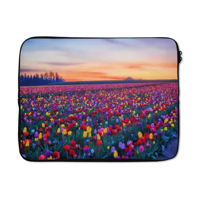 Produktbild von MuchoWow® Laptop Hülle 14 ZollTulpen - Regenbogen - Horizont Laptoptasche - Laptoptasche - Stoßsicher - Schutzhaube