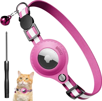 AdroitGoods Airtag Cat/Dog Collar - Pink - Gps Tracker Pet - Vhodný pre Apple AirTag