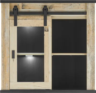 Produktbild von Hängeschrank inkl. Glasschiebetür SHELTON-61 in Old Style hell Nb. mit anthrazit, B/H/T: ca. 93/90/31 cm