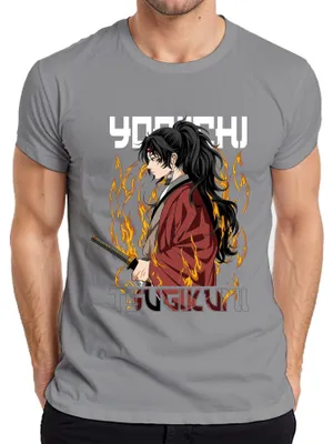 Immagine prodotto di Maglietta Samurai Katana Anime Flame Warrior Ponytail Gift Uomo, Grigio, XXL
