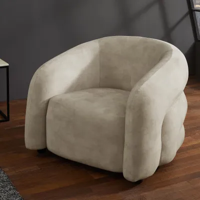 Produktbild von riess-ambiente Sessel VOGUE 95cm beige Samt Lesesessel mit Armlehnen und Nosagfederung