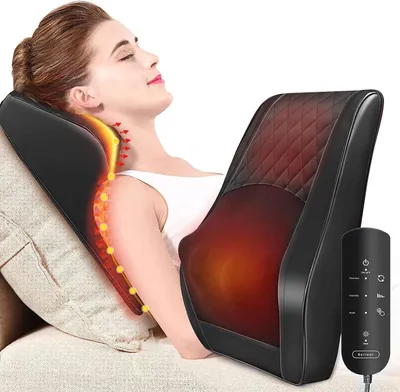 Immagine prodotto di Massaggiatore per il collo con funzione di riscaldamento, tecnologia 3D Shiatsu per massaggio con movimenti di impastamento, ideale per collo, spalle e schiena, cuscino massaggiante per uso domestico