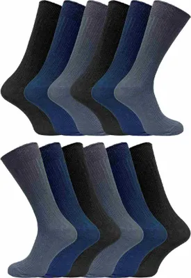 Produktbild von 12 Paar Herren 100% Baumwolle Socken | Atmungsaktive Gerippte Socken | Sock Snob