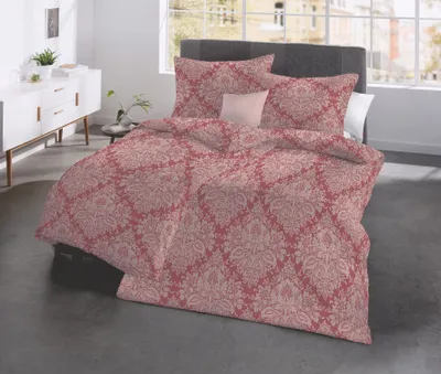 Produktbild von Fleuresse Lech Edelflanell Bettwäsche 200x220 Ornamente Barock rot 603739-4