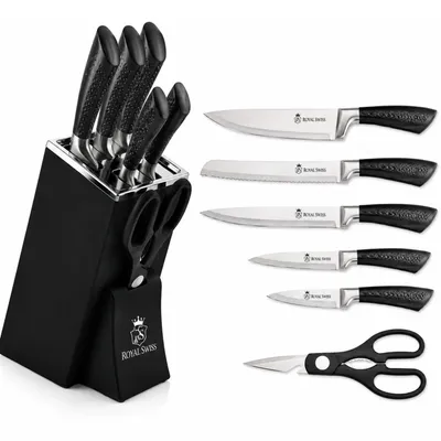 Produktbild von Messerset 7-teiliges Messerblock – Edelstahl Küchenmesser – Kratzfest Royal Swiss®