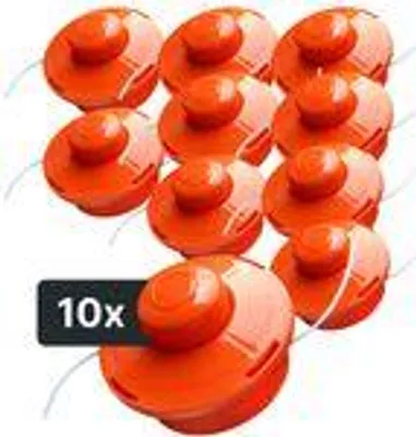 Produktbild von NEMAXX® FS1 Tap & Go Fadenkopf Tippautomatik Doppelfaden 10er-Set – Motorsense/Freischneider – M10x1,25 Linksgewinde, Schnittkreis 380 mm – Orange