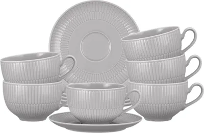 Produktbild von Seltmann Weiden Amina silbergrau Milchkaffeetasse + Untertasse 6er Set
