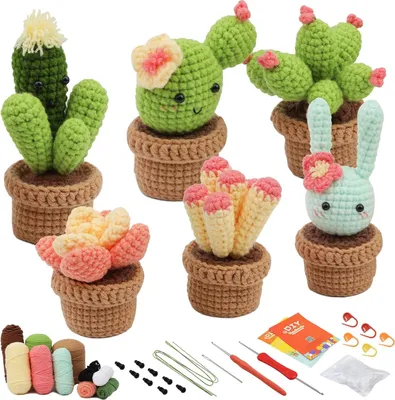 Produktbild von Crochet Set for Beginners, Crochet Hook Set, Crochet for Beginners, Crochet Starter Set Fleshiness, for DIY Crafts with Crochet Hook Set, Yarn, Polyester Fibre Filling, Hand Sewing Needle,
