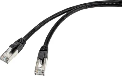 Produktbild von Renkforce RF-4538210 RJ45 Patchkabel CAT 6a S/FTP 50.00 m Schwarz für Außenbereich geeignet 1 St.